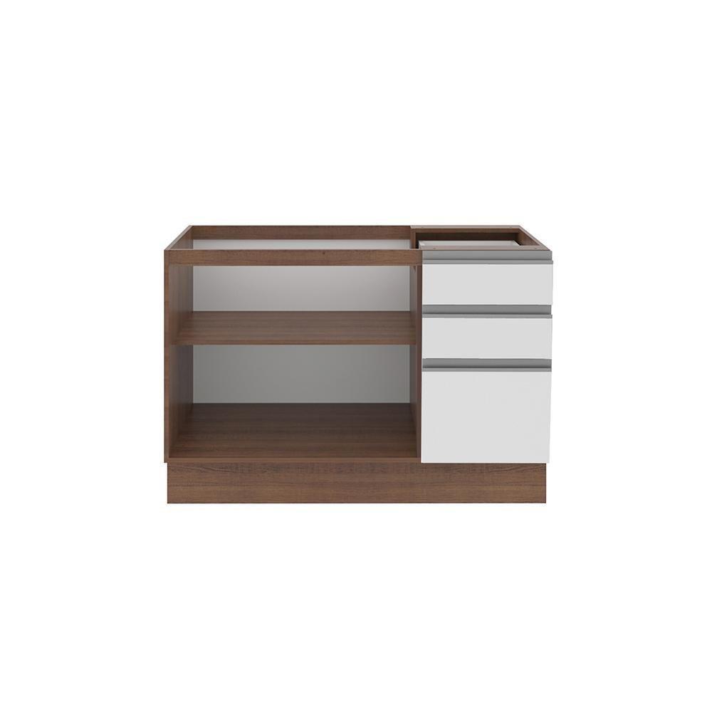 Balcão de Pia Glamy Rustic/Branco 2 Portas 3 Gavetas Madesa - 4