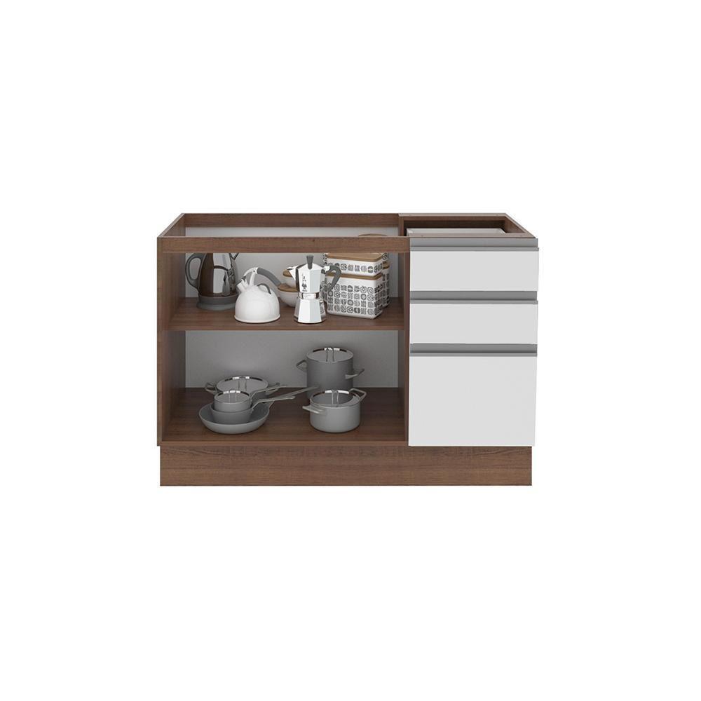 Balcão de Pia Glamy Rustic/Branco 2 Portas 3 Gavetas Madesa - 6