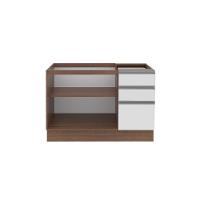 Balcão de Pia Glamy Rustic/Branco 2 Portas 3 Gavetas Madesa