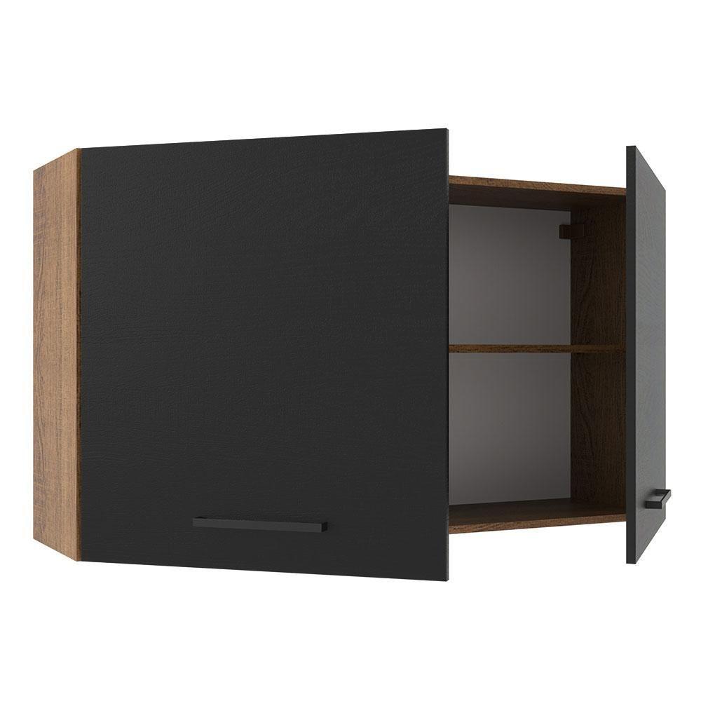 Armário Aéreo Madesa Agata 120cm 2 Portas Rustic Preto - 7