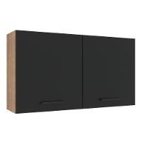 Armário Aéreo Madesa Agata 120cm 2 Portas Rustic Preto - 1