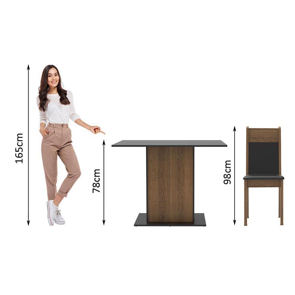 Conjunto Sala De Jantar Madesa Sheila Mesa Tampo De Madeira Com 4 Cadeiras Preto/Rustic - 6