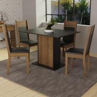 Conjunto Sala De Jantar Madesa Sheila Mesa Tampo De Madeira Com 4 Cadeiras Preto/Rustic - 1
