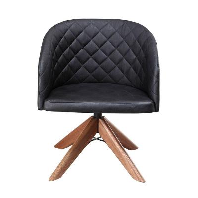 Poltrona Giratória Virginia Encosto Curvado Courino Durango Preto Castanho Exclusiva Home & Decor