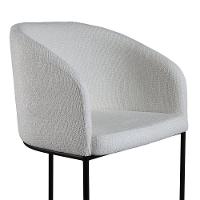 Poltrona Estofada Com Base Fixa Em Aço Carbono Pintura Epóxi – Mavie Exclusiva Linho Aveludado Branco - 2