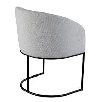 Poltrona Estofada Com Base Fixa Em Aço Carbono Pintura Epóxi – Mavie Exclusiva Linho Aveludado Branco - 3