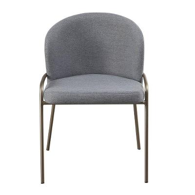 Poltrona Estofada Liz Com Base Fixa Aço Carbono Linho Chumbo Champanhe Automotivo Exclusiva Home &