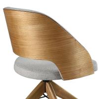 Poltrona Estofada Com Base Giratória Em Madeira Maciça – Prada Exclusiva Linho Palha - 3