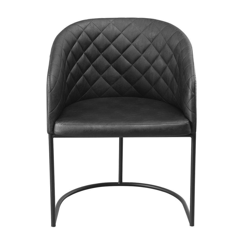 Poltrona Estofada Com Base Fixa Em Aço Carbono Pintura Epóxi – Mavie Exclusiva Courino Durango Preto - Preto Fosco Epóxi - 2