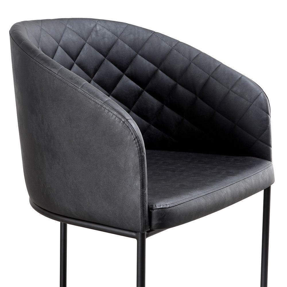 Poltrona Estofada Com Base Fixa Em Aço Carbono Pintura Epóxi – Mavie Exclusiva Courino Durango Preto - Preto Fosco Epóxi - 5