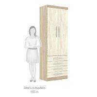 Guarda Roupa Modulado Solteiro 6 Portas 5 Gavetas Com Cabeceira Master Luciane Moveis Avelã Rústico Com ártico Rústico