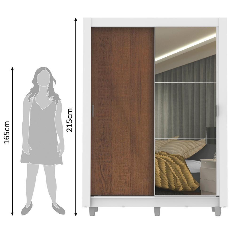 Guarda-Roupa Denver 2 Portas 1 Espelho Rustic/Branco Madesa - 9