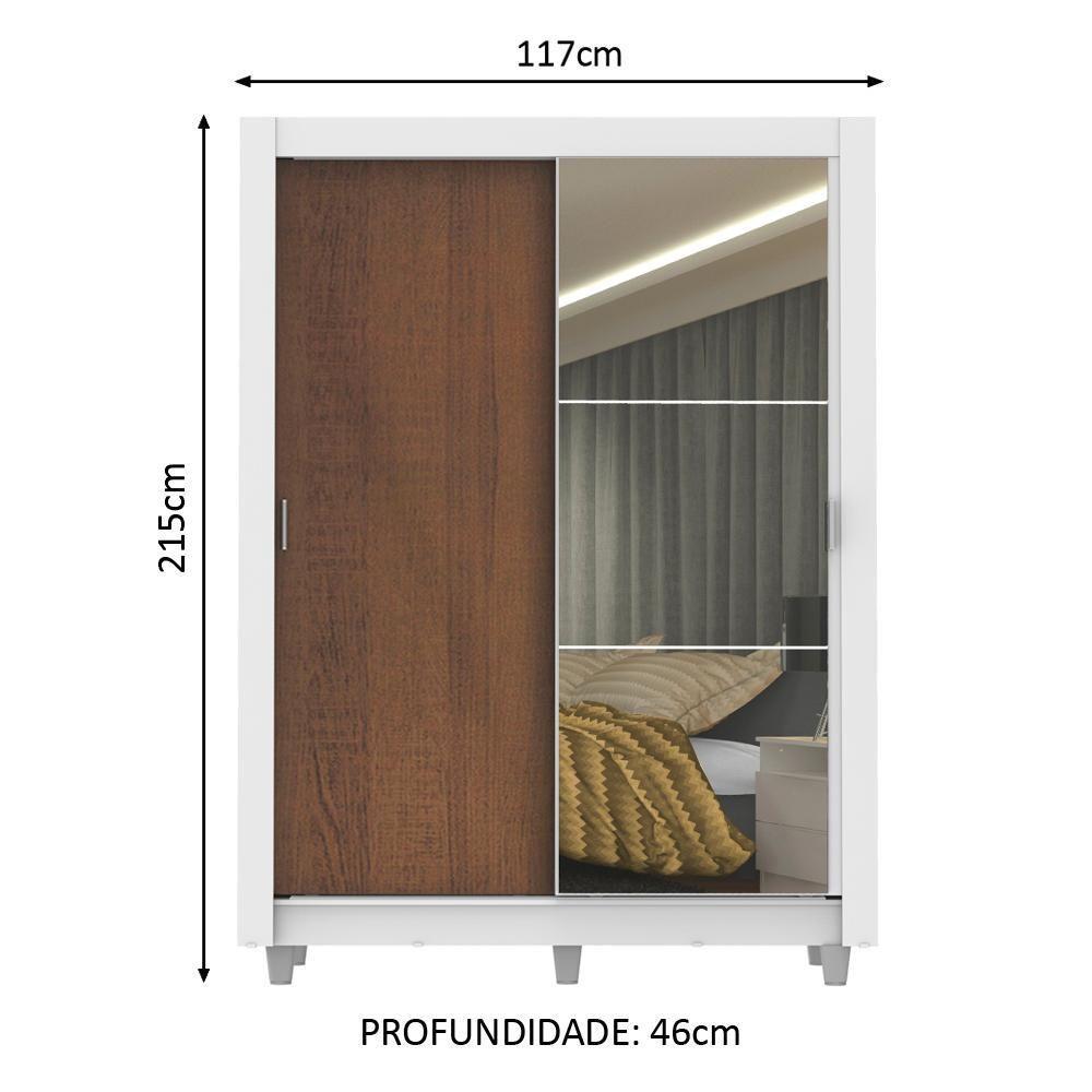 Guarda-Roupa Denver 2 Portas 1 Espelho Rustic/Branco Madesa - 4