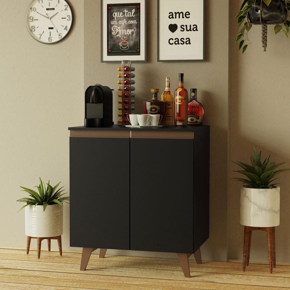 Balcão Cantinho do Café Reims 2 Portas Preto Madesa - 5