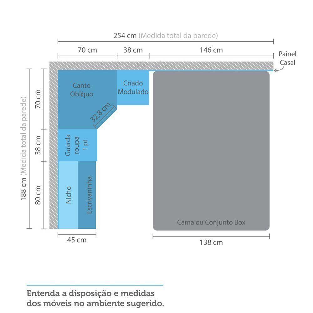 Guarda Roupa 4 Portas C/Cabeceira E Escrivaninha Avelã - 6