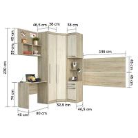 Guarda Roupa 4 Portas C/Cabeceira E Escrivaninha Avelã - 5