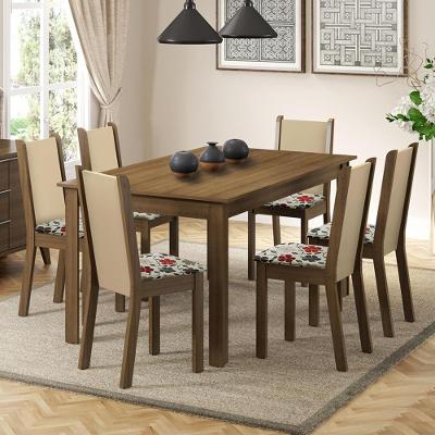 Conjunto Sala de Jantar - Madesa Mesa Tampo Madeira 6 Cadeiras
