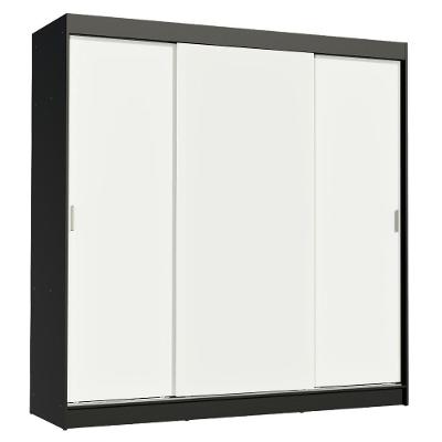 Guarda Roupa Casal Reno 3 Portas de Correr 4 Gavetas Preto-branco Madesa