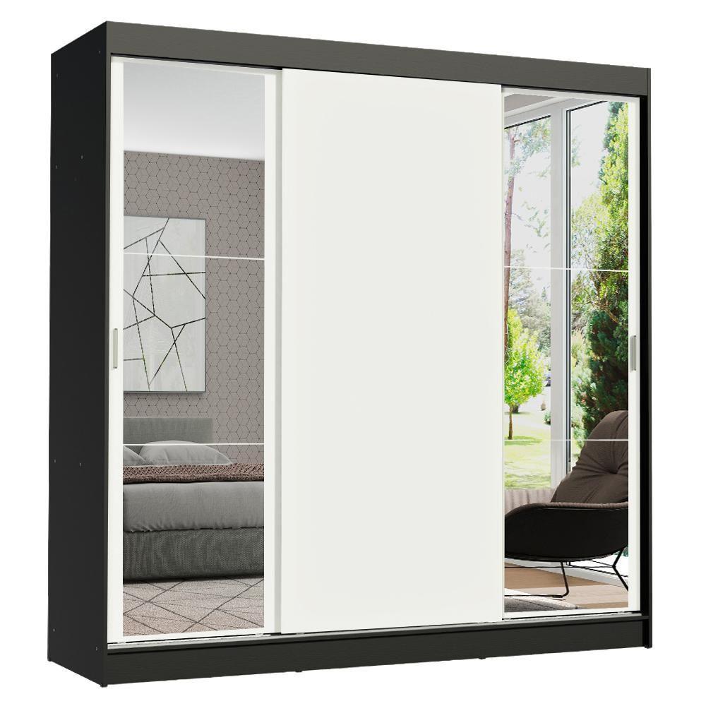 Guarda-roupa Casal Reno 3 Portas de Correr Espelhos Madesa - 2