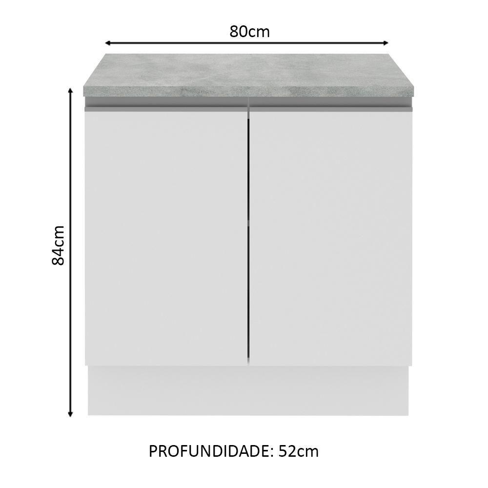 Balcão Acordes Glamy 100% MDF 80cm 2 Portas Branco Madesa - 3