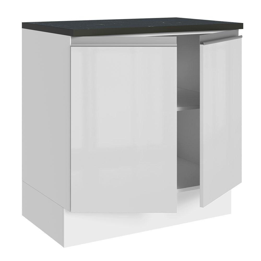 Balcão Acordes Glamy 100% MDF 80cm 2 Portas Branco Madesa - 4