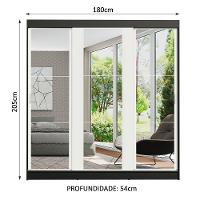 Guarda-roupa Casal Reno 3 Portas de Correr de Espelho Madesa - 13