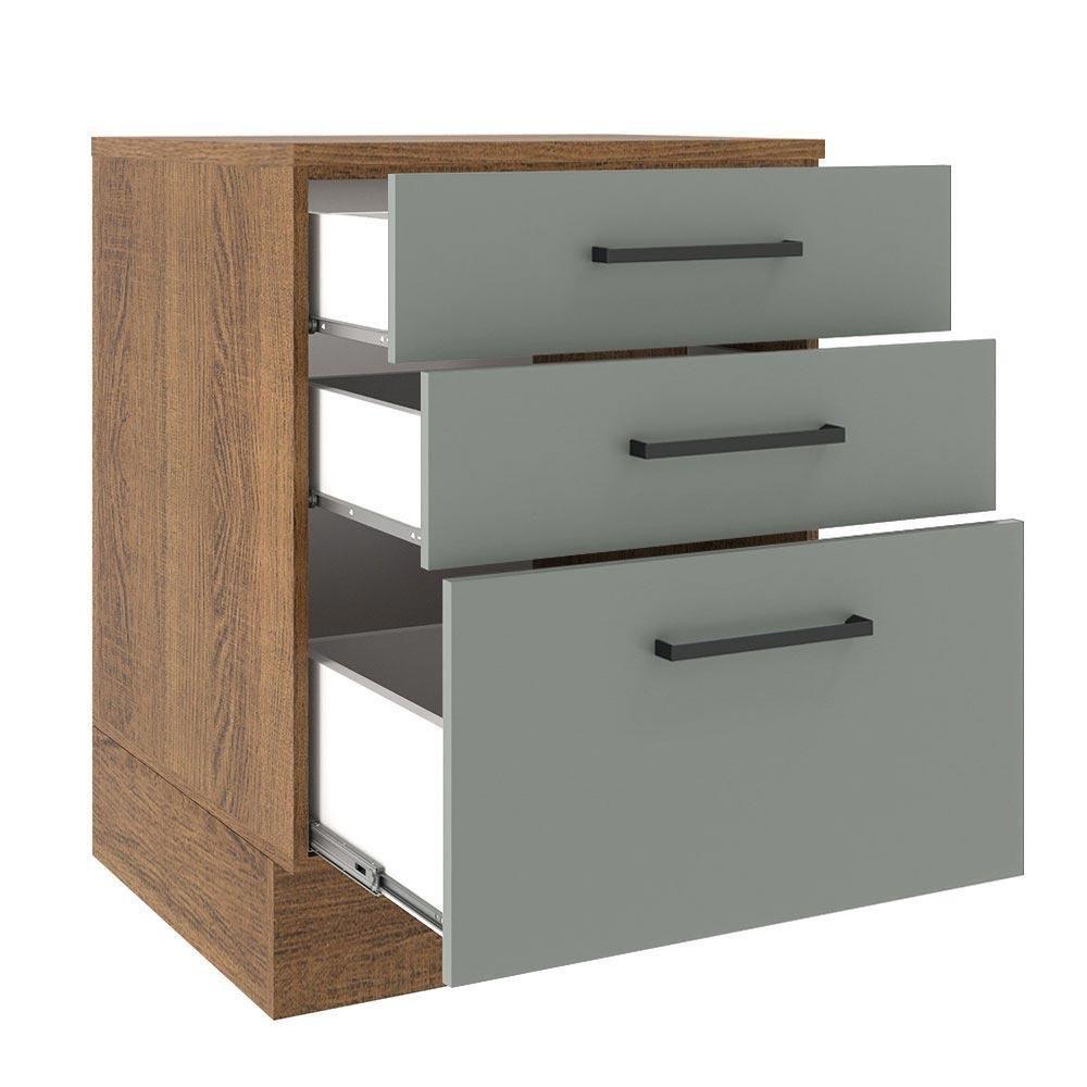 Balcão Agata 60 Cm 3 Gavetas Rustic/Cinza Madesa - 2
