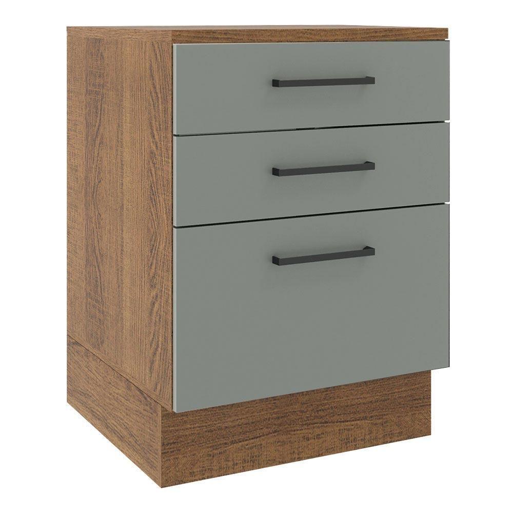Balcão Agata 60 Cm 3 Gavetas Rustic/Cinza Madesa - 8