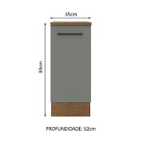 Balcão Madesa Agata 1 Porta Rustic Cinza - 2