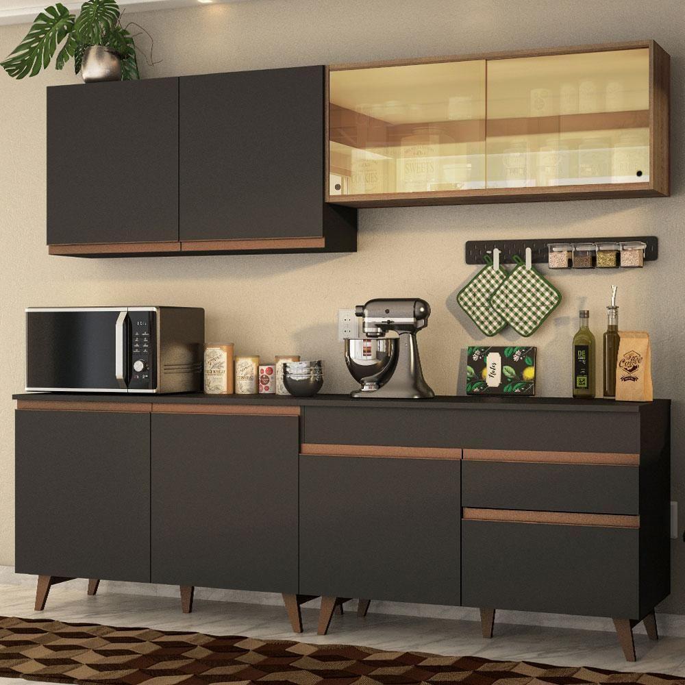 Cozinha Completa Madesa Reims 240001 Com Armário E Balcão - Preto/rustic - 1