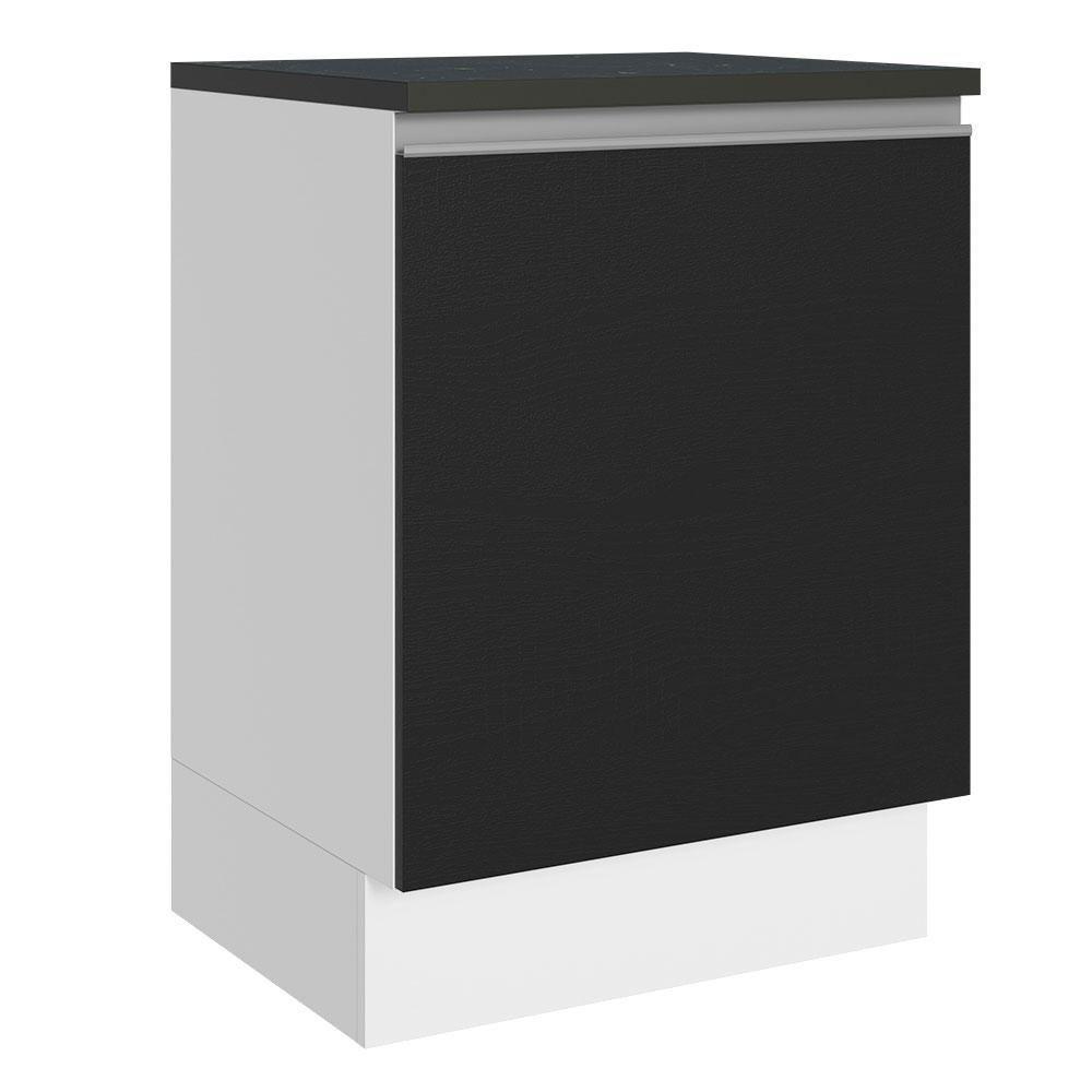 Balcão 100% Mdf 60 Cm 1 Porta Branco/preto - 1