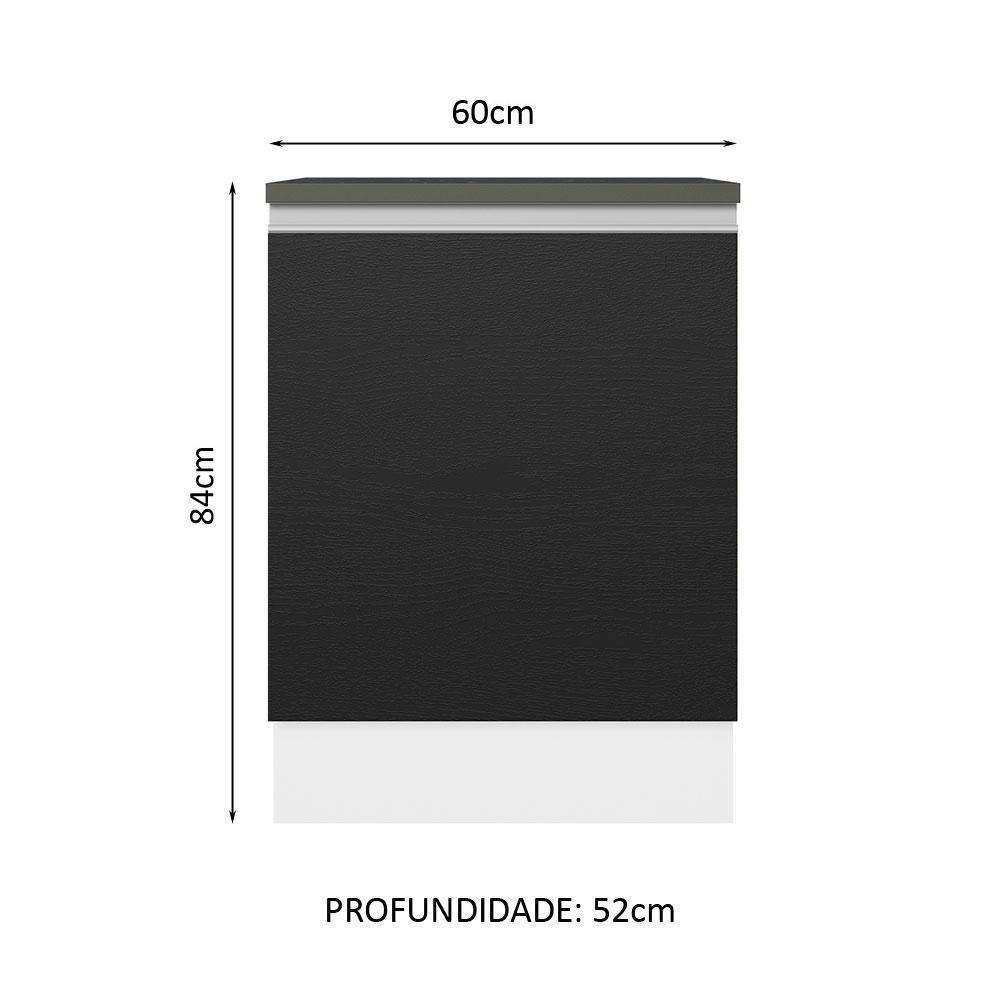 Balcão 100% Mdf 60 Cm 1 Porta Branco/preto - 10
