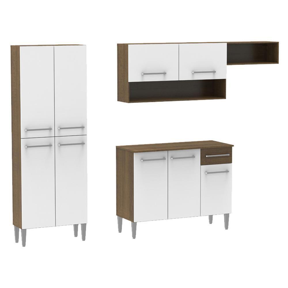 Cozinha Completa Emilly Branco com Armário e Balcão Madesa - 2