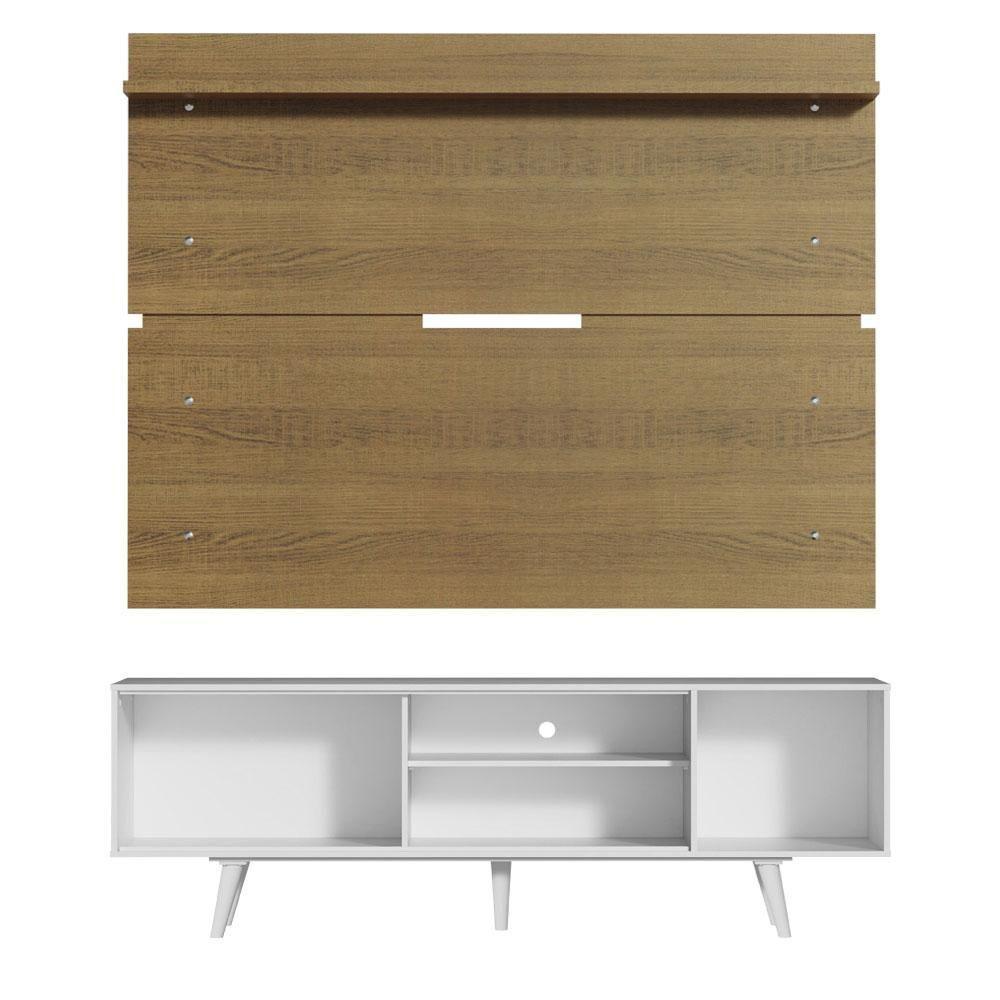 Rack Dubai e Painel Tv até 65" com Pés Branco/rustic Madesa - 4