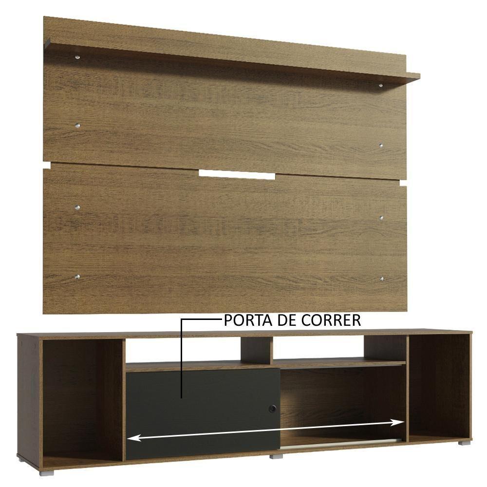 Rack Cancun e Painel para TV até 65" Preto/Rustic Madesa - 8