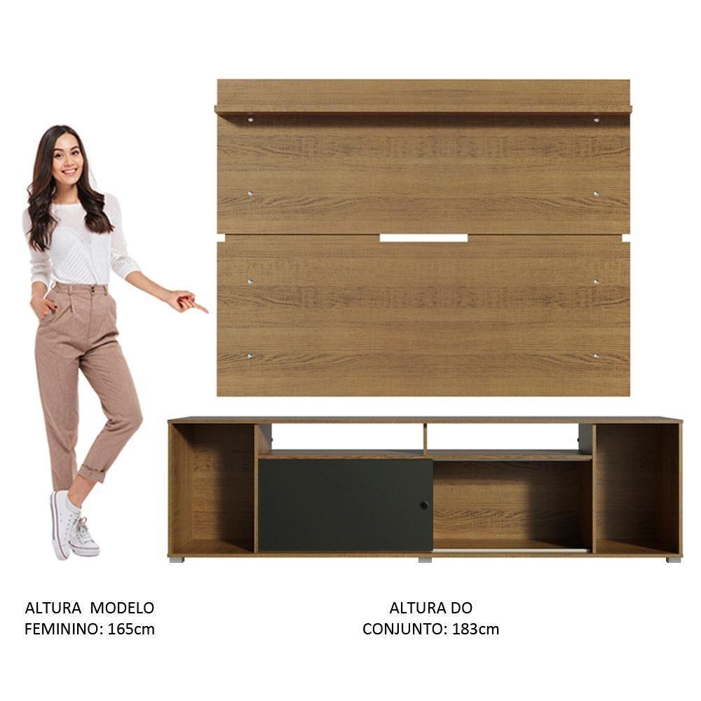 Rack Cancun e Painel para TV até 65" Preto/Rustic Madesa - 6