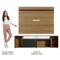 Rack Cancun e Painel para TV até 65" Preto/Rustic Madesa - 6