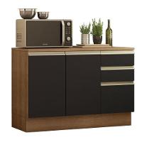 Balcão de Pia Glamy 2 Portas 3 Gavetas Rustic/preto Madesa - 1