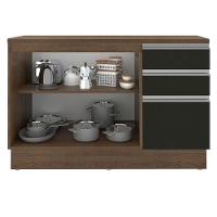 Balcão de Pia Glamy 2 Portas 3 Gavetas Rustic/preto Madesa