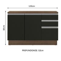 Balcão de Pia Glamy 2 Portas 3 Gavetas Rustic/preto Madesa - 7
