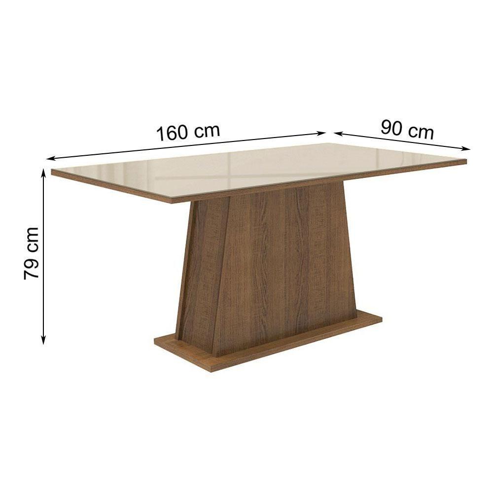 Mesa Madesa Retangular Tampo de Vidro 5364 Rustic crema - 2