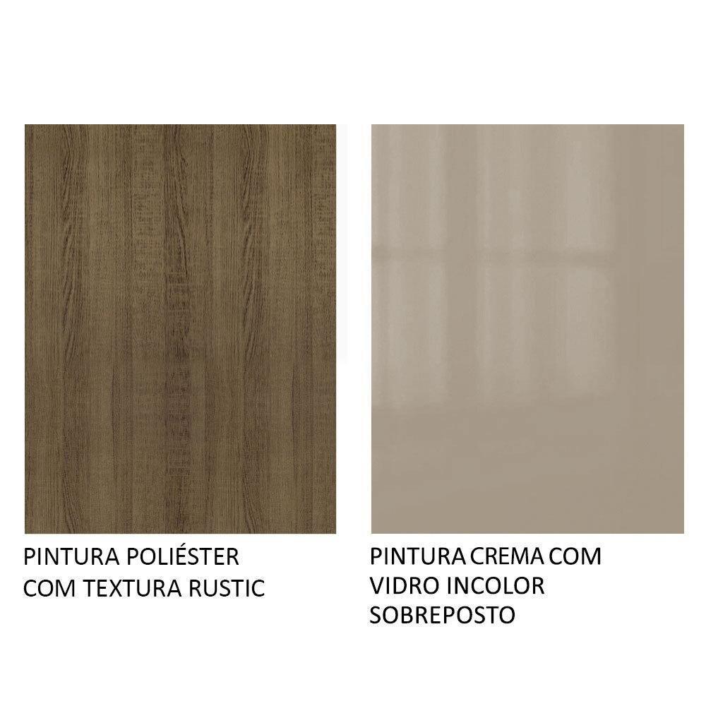 Mesa Madesa Retangular Tampo de Vidro 5364 Rustic crema - 4