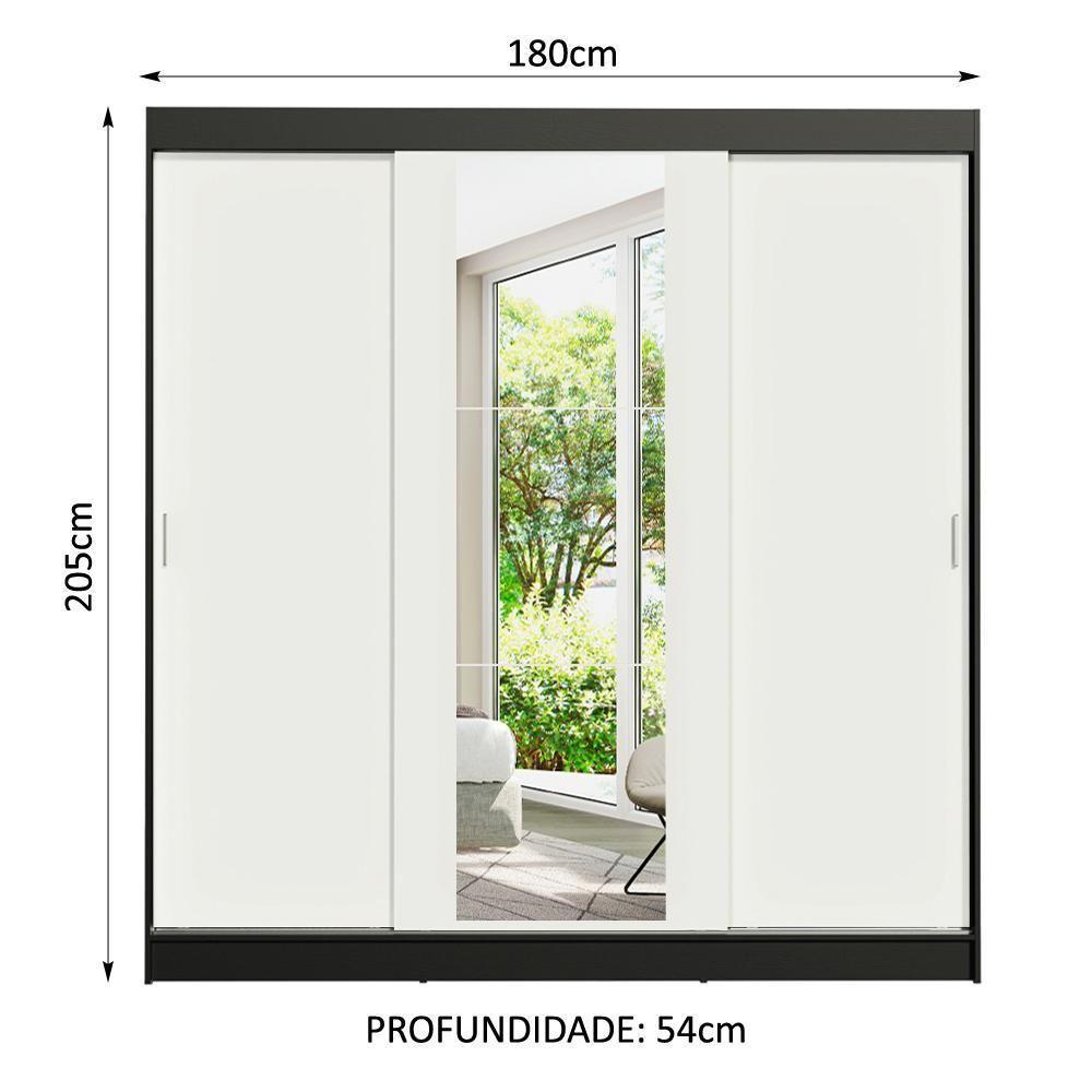 Guarda-roupa Casal Reno 3 Portas de Correr com Espelho Madesa - 6