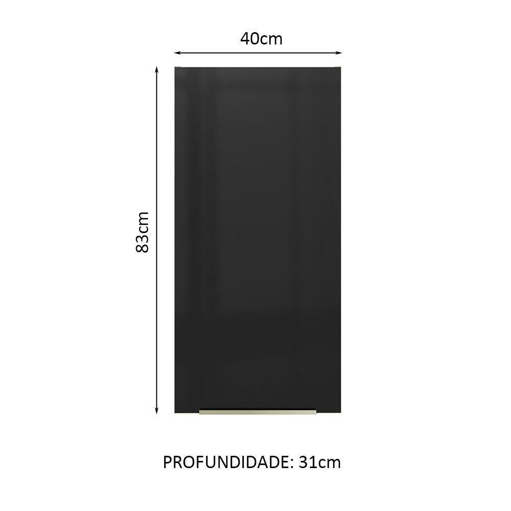 Armário Aéreo Madesa Lux 40x83 cm 1 Porta Rustic e Preto - 8