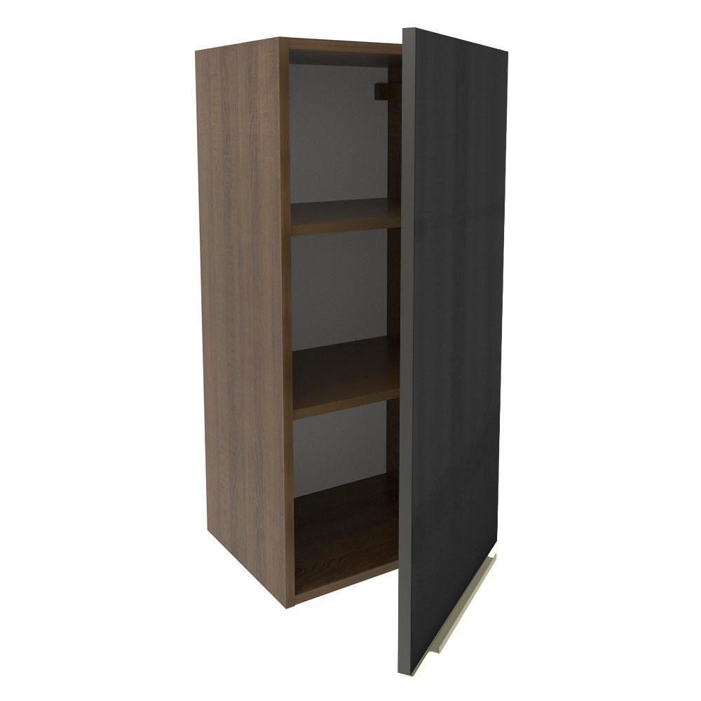 Armário Aéreo Madesa Lux 40x83 cm 1 Porta Rustic e Preto - 2