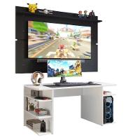 Mesa Para Computador Gamer e Painel Tv - Branco/preto - 5