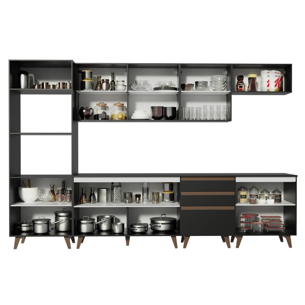 Cozinha Completa Reims com Armário e Balcão Preto Madesa - 3