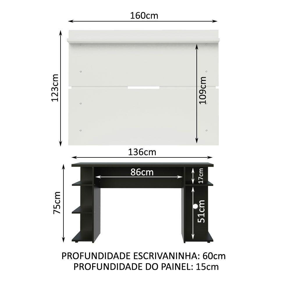 Mesa Para Computador Gamer E Painel Tv - Preto/branco - 2