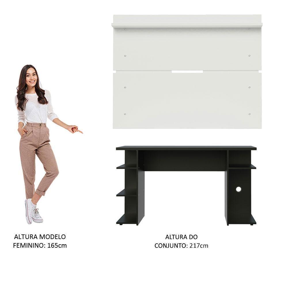 Mesa Para Computador Gamer E Painel Tv - Preto/branco - 3