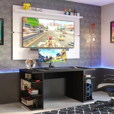 Mesa Para Computador Gamer E Painel Tv Madesa Preto/branco